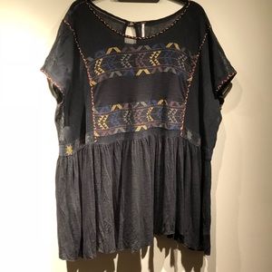 Free People Flowy Tribal Print Top